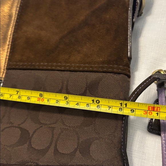 VTG Coach Brown Patchwork crossbody & wristlet Suede leather canvas boho Y2K - Picture 13 of 16
